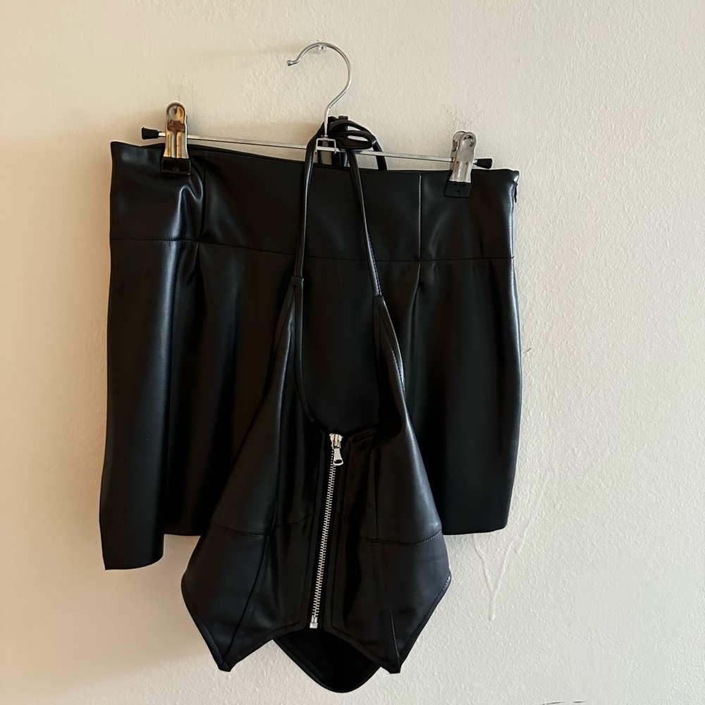 Tiger Mist Leather Two Piece Set